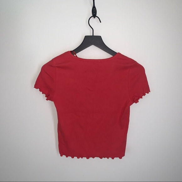 HIPPIE ROSE Tulip Red Americana Knit Crop Top Large - Picture 6 of 14